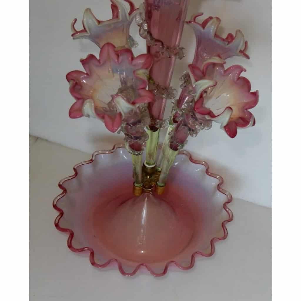1880/1900 Coupe en Verre Opalescent Avec 5 Cornets N3 5