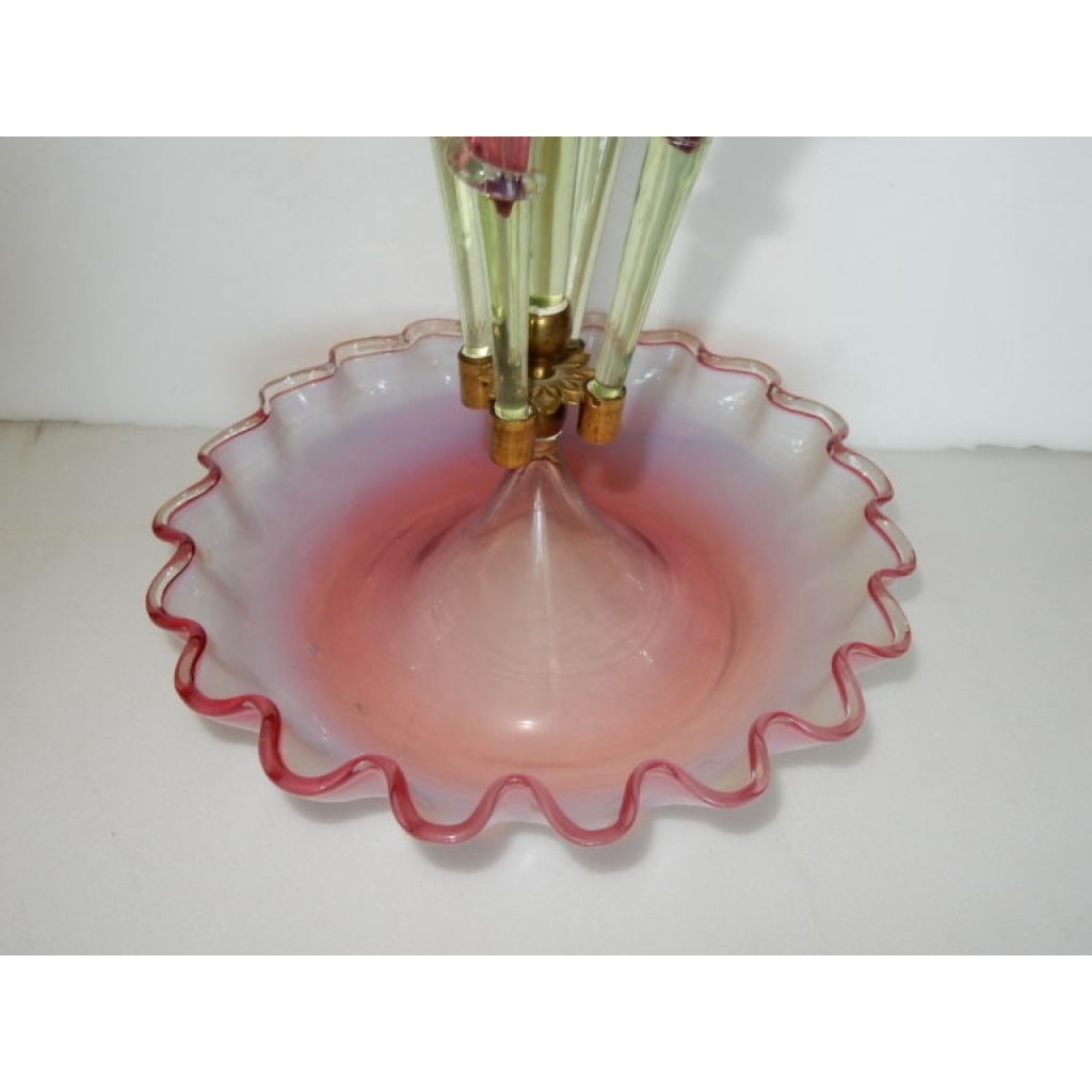 1880/1900 Coupe en Verre Opalescent Avec 5 Cornets N3 7