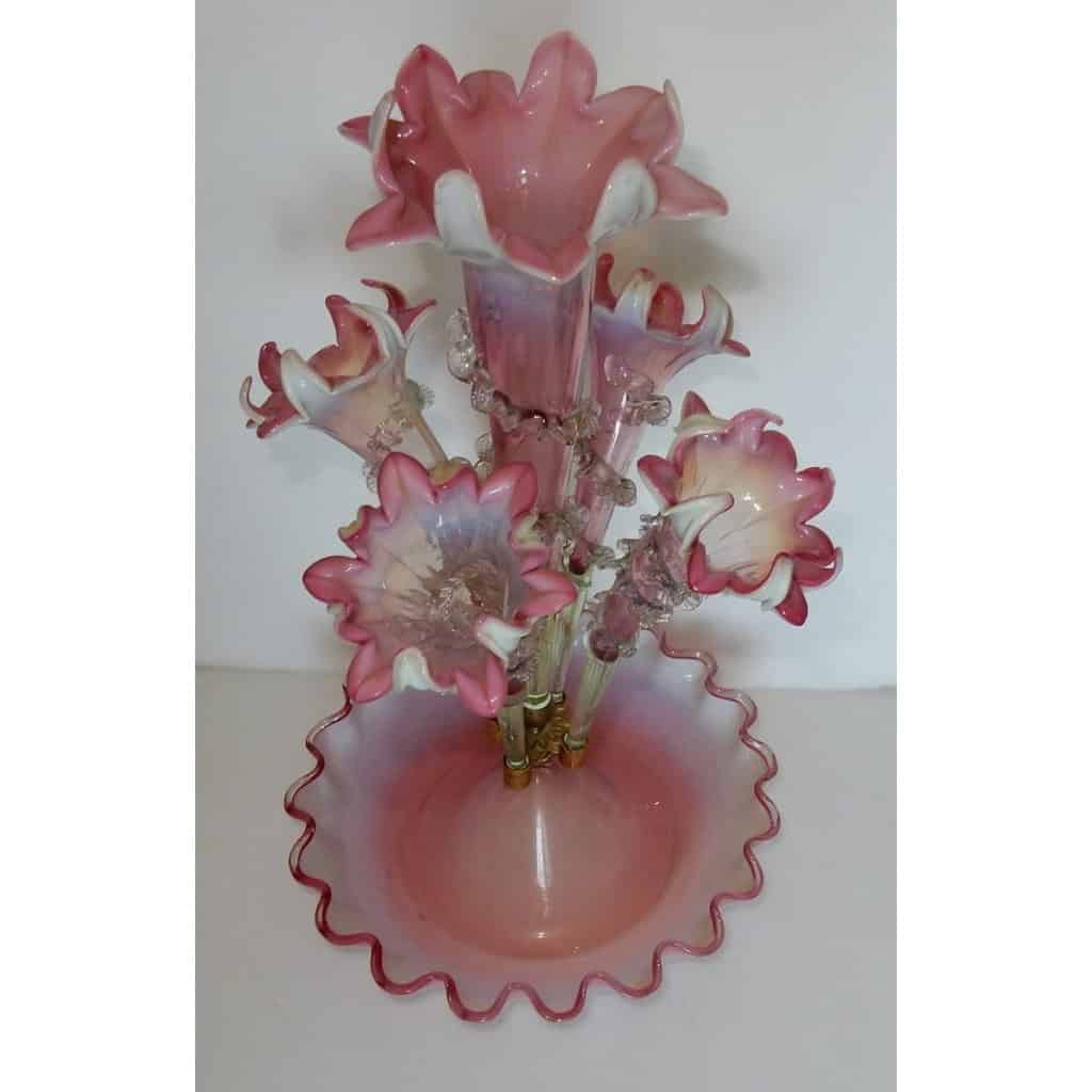 1880/1900 Coupe en Verre Opalescent Avec 5 Cornets N3 8