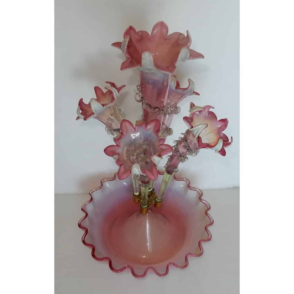 1880/1900 Coupe en Verre Opalescent Avec 5 Cornets N3 9