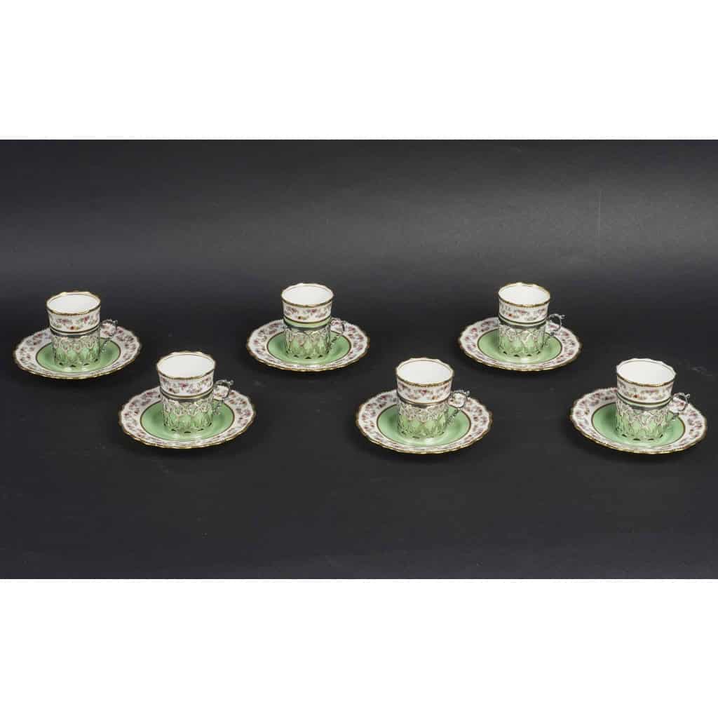 Ensemble de tasses en porcelaine et argent, Angleterre, AYNSLEY, XIXème siècle | Biron |||||||||||||