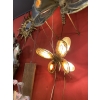 1970’ Applique Papillon en Bronze ou Laiton, Duval Brasseur Ou Isabelle Faure, 4 Ampoules, Ailes d’Agate | Biron 1970’ Applique Papillon en Bronze ou Laiton, Duval Brasseur Ou Isabelle Faure, 4 Ampoules, Ailes d’Agate