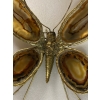 1970’ Applique Papillon en Bronze ou Laiton, Duval Brasseur Ou Isabelle Faure, 4 Ampoules, Ailes d’Agate | Biron 1970’ Applique Papillon en Bronze ou Laiton, Duval Brasseur Ou Isabelle Faure, 4 Ampoules, Ailes d’Agate