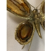 1970’ Applique Papillon en Bronze ou Laiton, Duval Brasseur Ou Isabelle Faure, 4 Ampoules, Ailes d’Agate | Biron 1970’ Applique Papillon en Bronze ou Laiton, Duval Brasseur Ou Isabelle Faure, 4 Ampoules, Ailes d’Agate