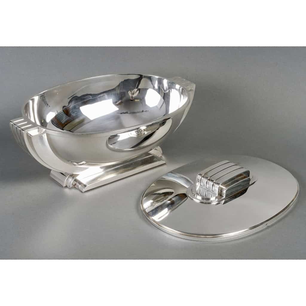 Centre de Table – Soupière Moderniste Art-Déco argent massif de Jean TETARD | Biron Centre de Table - Soupière Moderniste Art-Déco argent massif de Jean TETARD
