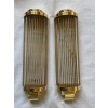 1970’ Paire D’Appliques En Laiton Ou Bronze A Tubes de Verre Style Genet Michon Ou Petitot | Biron ||||||||