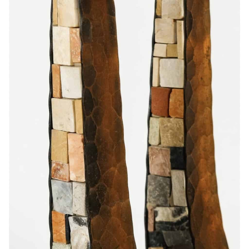 1960 Paire de Bougeoirs en mosaïque Atelier Vallauris
