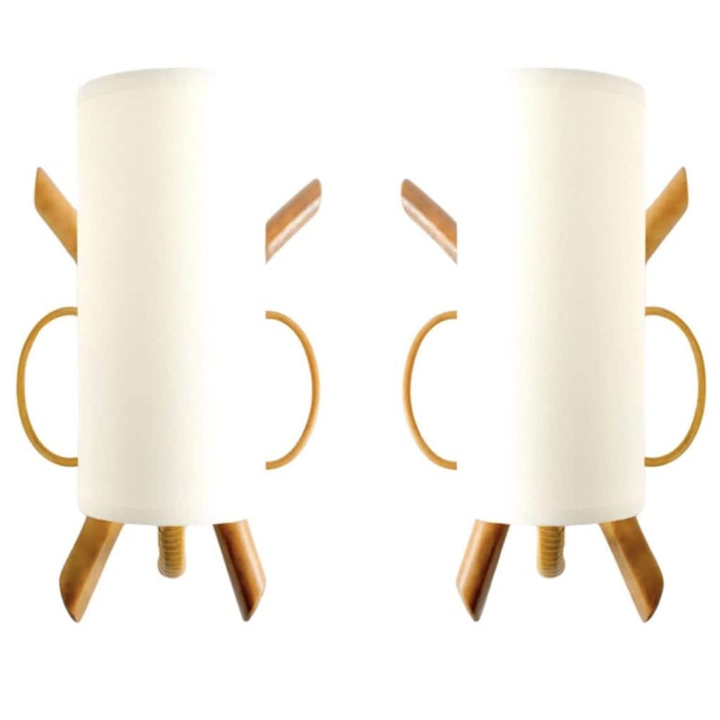 1950 Paire d’Appliques en rotin Louis Sognot | Biron ||||||