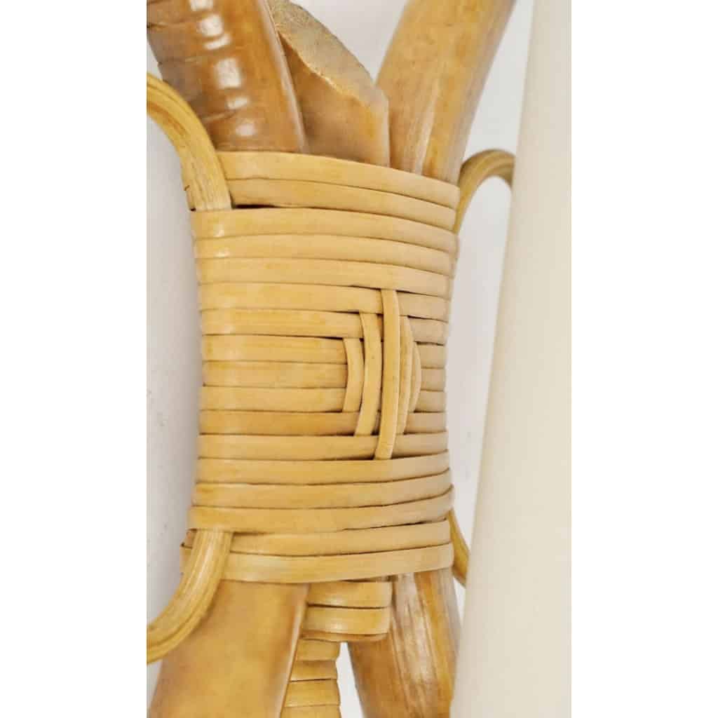 1950 Paire d’Appliques en rotin Louis Sognot | Biron 1950 Paire d'Appliques en rotin Louis Sognot