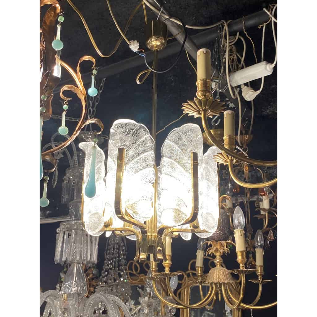 1970′ Lustre 6 Ampoules Carl Fagerlund Cristal | Biron |||||||||