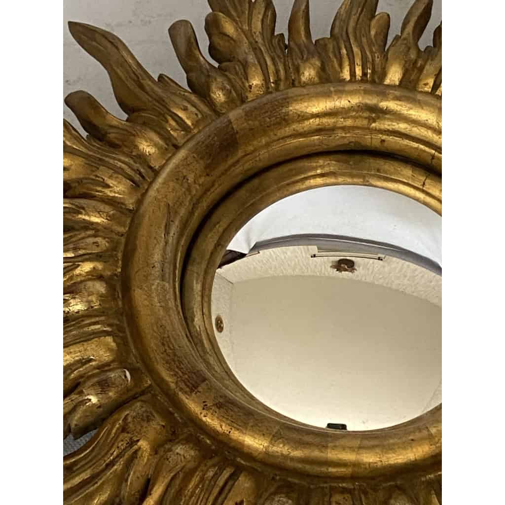 1950/70′ Miroir soleil Convexe, Bois Doré – Diamètre 50 cm | Biron 1950/70' Miroir soleil Convexe, Bois Doré – Diamètre 50 cm