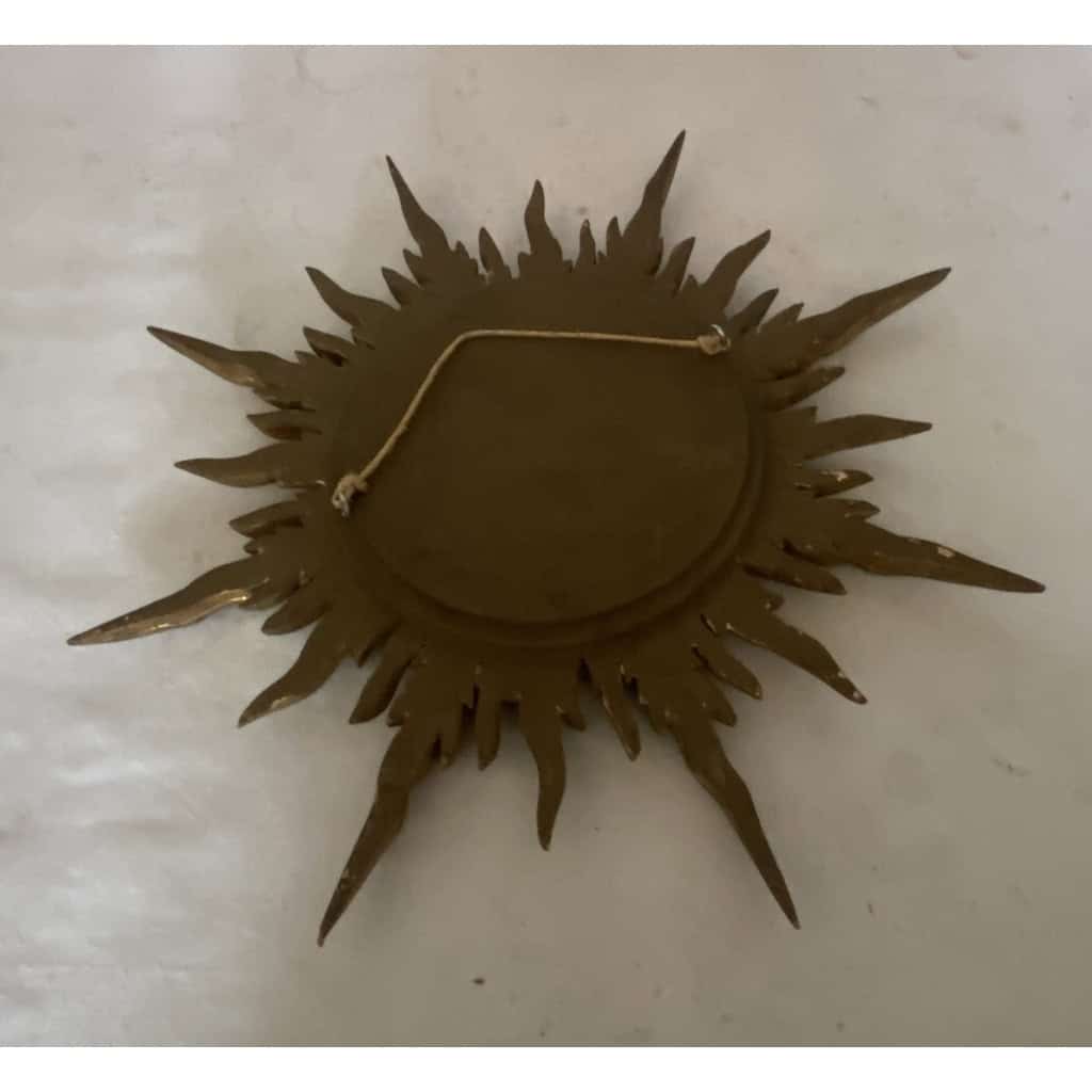 1950/70′ Miroir soleil Convexe, Bois Doré – Diamètre 50 cm | Biron 1950/70' Miroir soleil Convexe, Bois Doré – Diamètre 50 cm