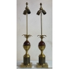 1970′ Paire De Lampes En Bronze Style Maison Charles Avec Oeuf En Bakélite Couleur Ambrée | Biron ||||||||