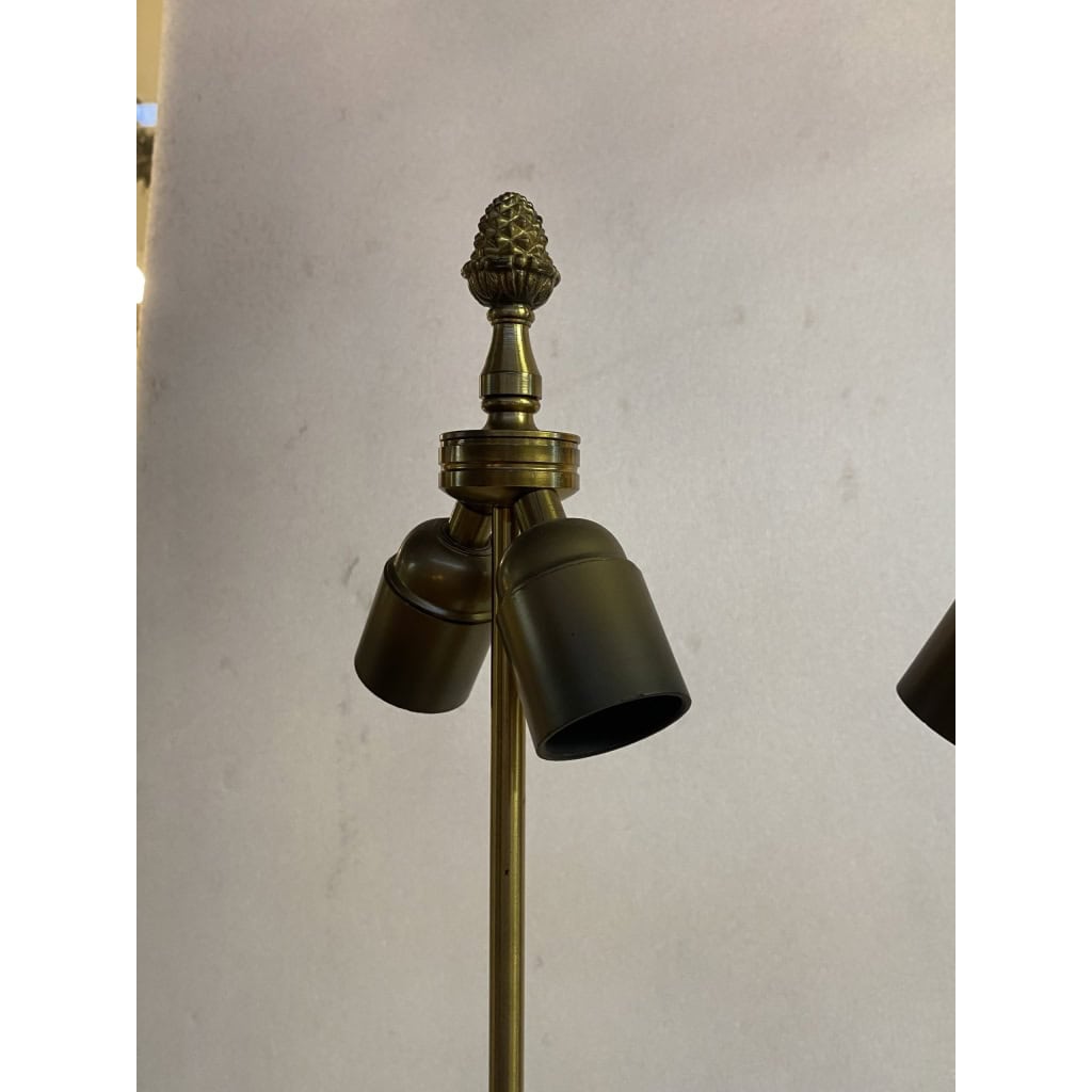 1970′ Paire De Lampes En Bronze Style Maison Charles Avec Oeuf En Bakélite Couleur Ambrée | Biron 1970′ Paire De Lampes En Bronze Style Maison Charles Avec Oeuf En Bakélite Couleur Ambrée