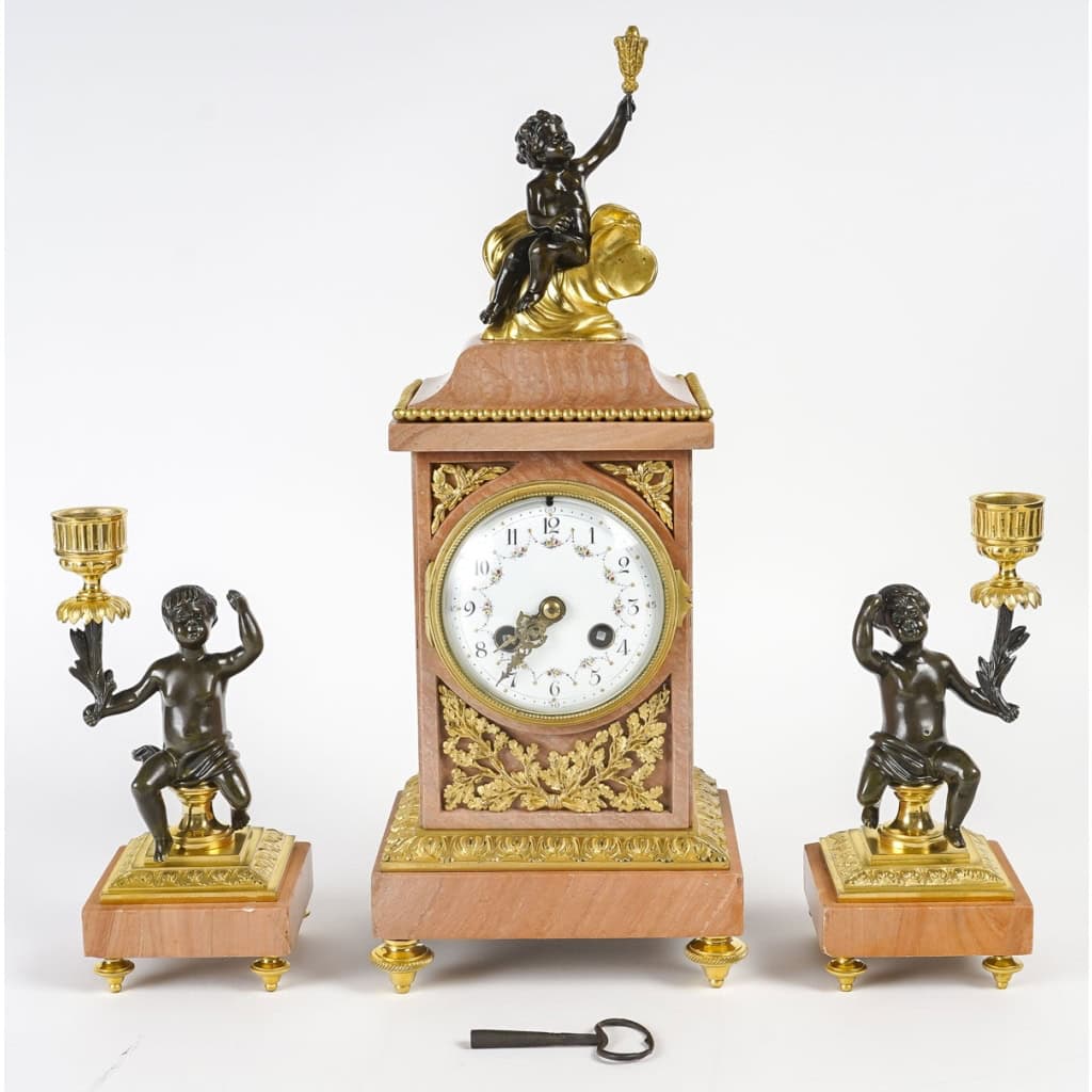 Une Garniture De Cheminée En Bronze Doré Et Marbre Fin XIXème Siècle | Biron ||||||||||