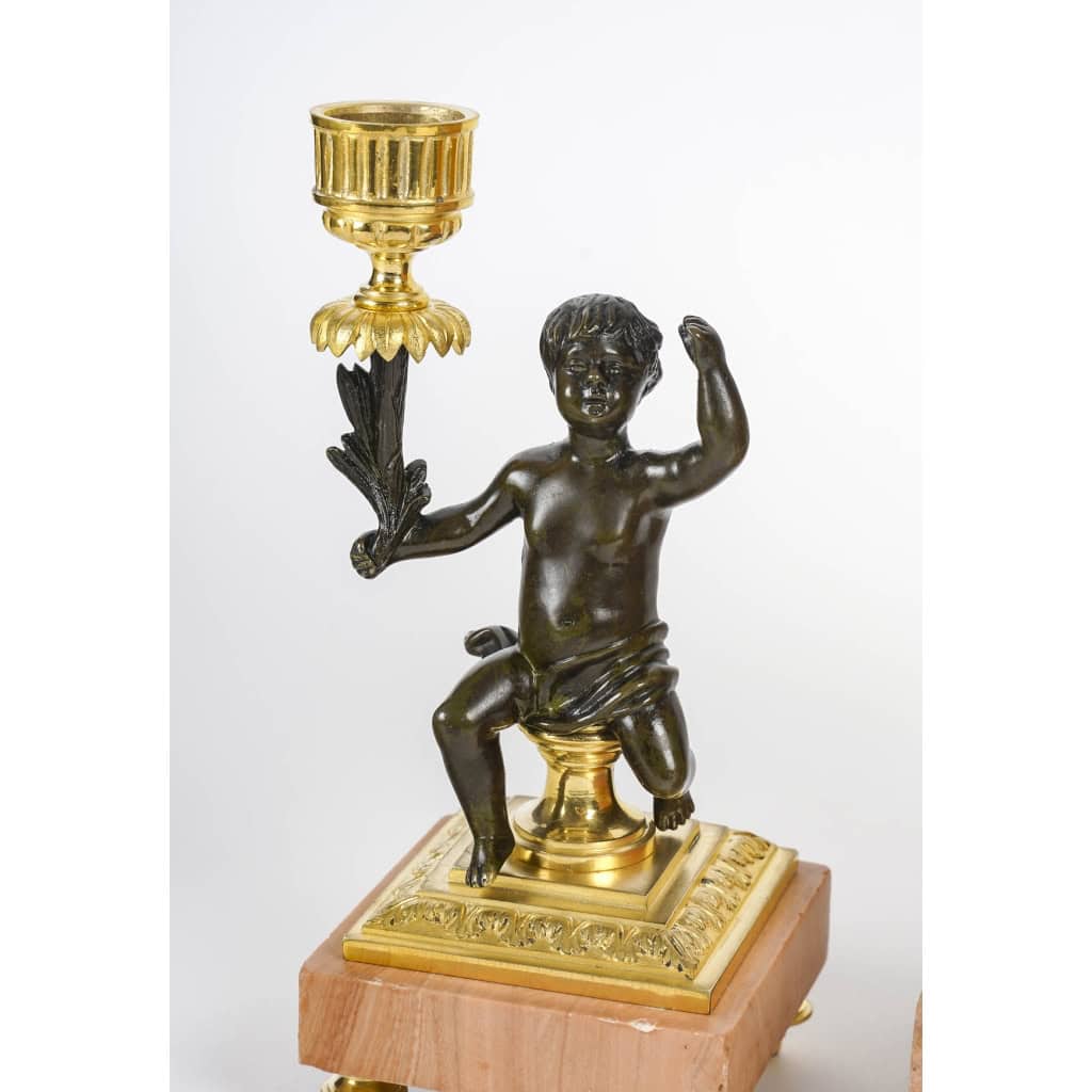 Une Garniture De Cheminée En Bronze Doré Et Marbre Fin XIXème Siècle | Biron Une Garniture De Cheminée En Bronze Doré Et Marbre Fin XIXème Siècle