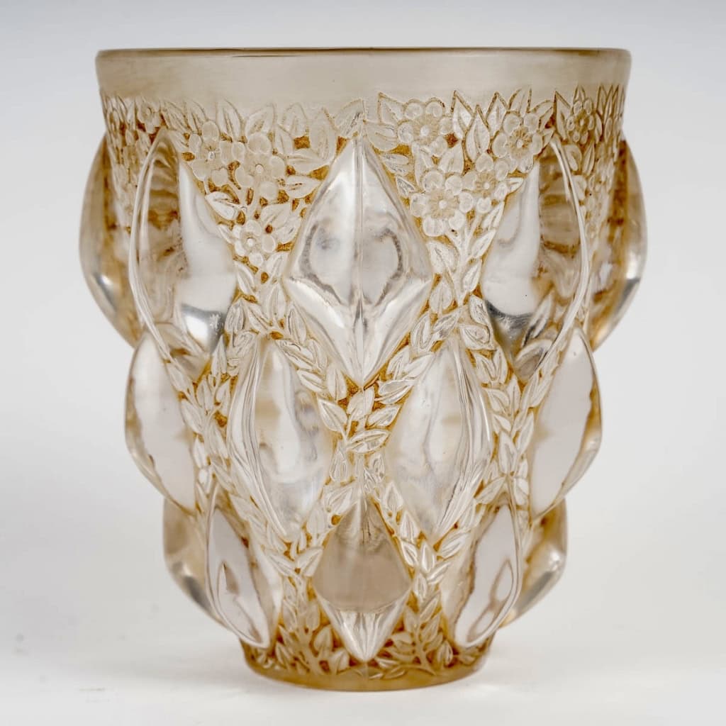 Vase « Rampillon » verre blanc patiné sépia de René LALIQUE | Biron ||||||