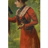 Une femme et des perroquets, Huile sur panneau de Gustav Wertheimer | Biron Une femme et des perroquets, Huile sur panneau de Gustav Wertheimer