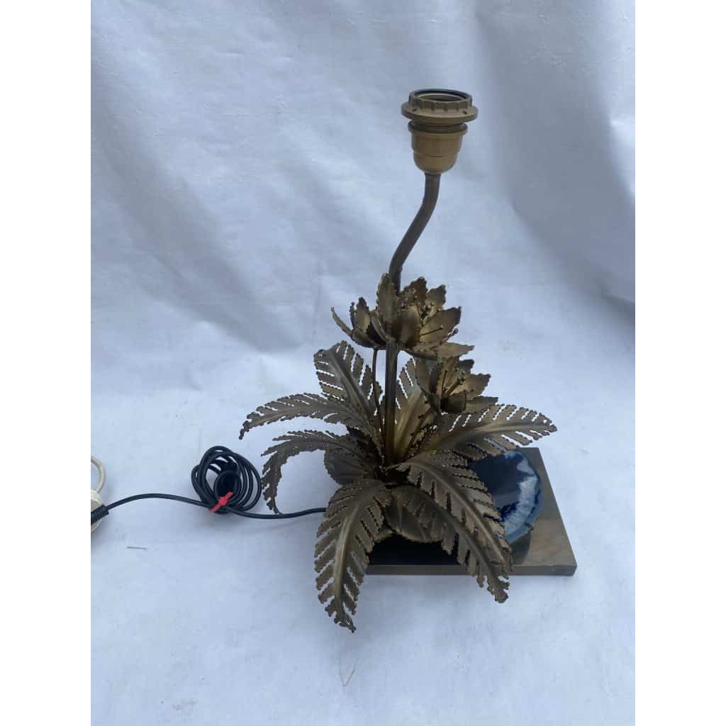 1970′ Lampe Aux Nenuphars En Bronze Doré Et Agate DLG Duval Brasseur Ou Isabelle Faure | Biron 1970′ Lampe Aux Nenuphars En Bronze Doré Et Agate DLG Duval Brasseur Ou Isabelle Faure