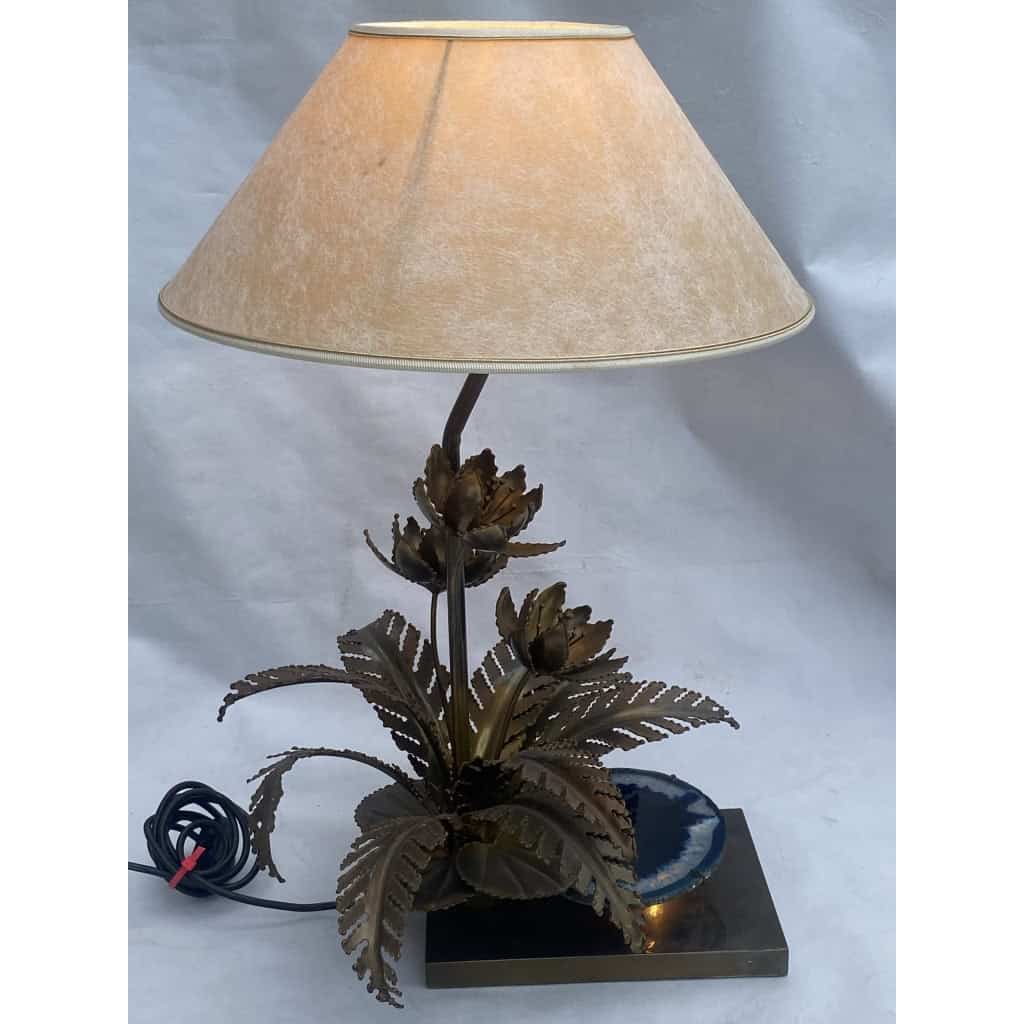 1970′ Lampe Aux Nenuphars En Bronze Doré Et Agate DLG Duval Brasseur Ou Isabelle Faure | Biron 1970′ Lampe Aux Nenuphars En Bronze Doré Et Agate DLG Duval Brasseur Ou Isabelle Faure