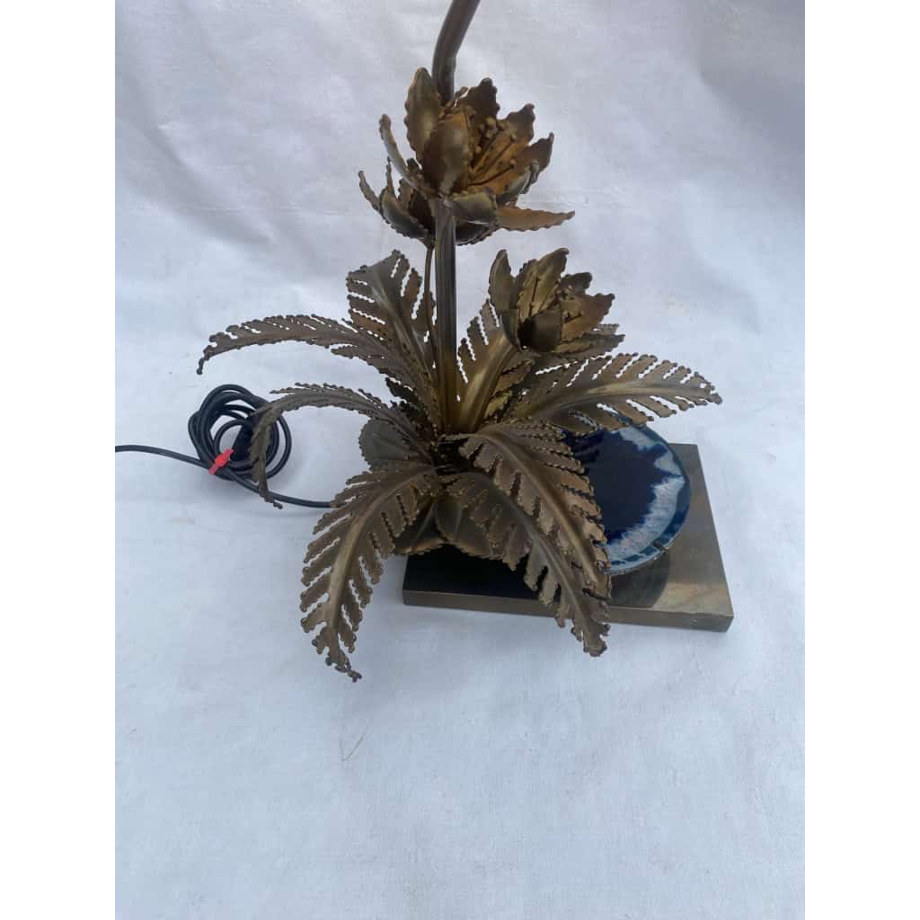 1970′ Lampe Aux Nenuphars En Bronze Doré Et Agate DLG Duval Brasseur Ou Isabelle Faure | Biron 1970′ Lampe Aux Nenuphars En Bronze Doré Et Agate DLG Duval Brasseur Ou Isabelle Faure