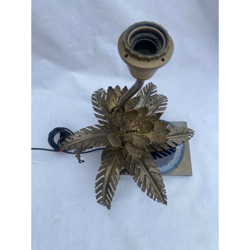 1970′ Lampe Aux Nenuphars En Bronze Doré Et Agate DLG Duval Brasseur Ou Isabelle Faure | Biron 1970′ Lampe Aux Nenuphars En Bronze Doré Et Agate DLG Duval Brasseur Ou Isabelle Faure