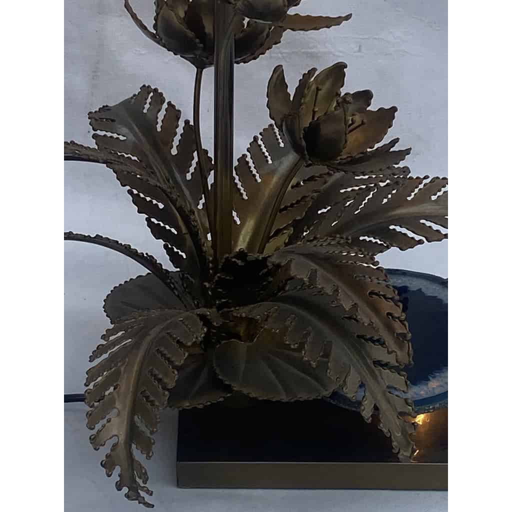 1970′ Lampe Aux Nenuphars En Bronze Doré Et Agate DLG Duval Brasseur Ou Isabelle Faure | Biron 1970′ Lampe Aux Nenuphars En Bronze Doré Et Agate DLG Duval Brasseur Ou Isabelle Faure