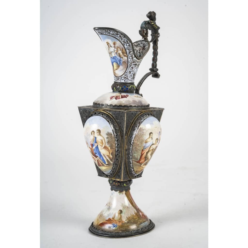 Vienna , eguiere en argent emaille h:22cm