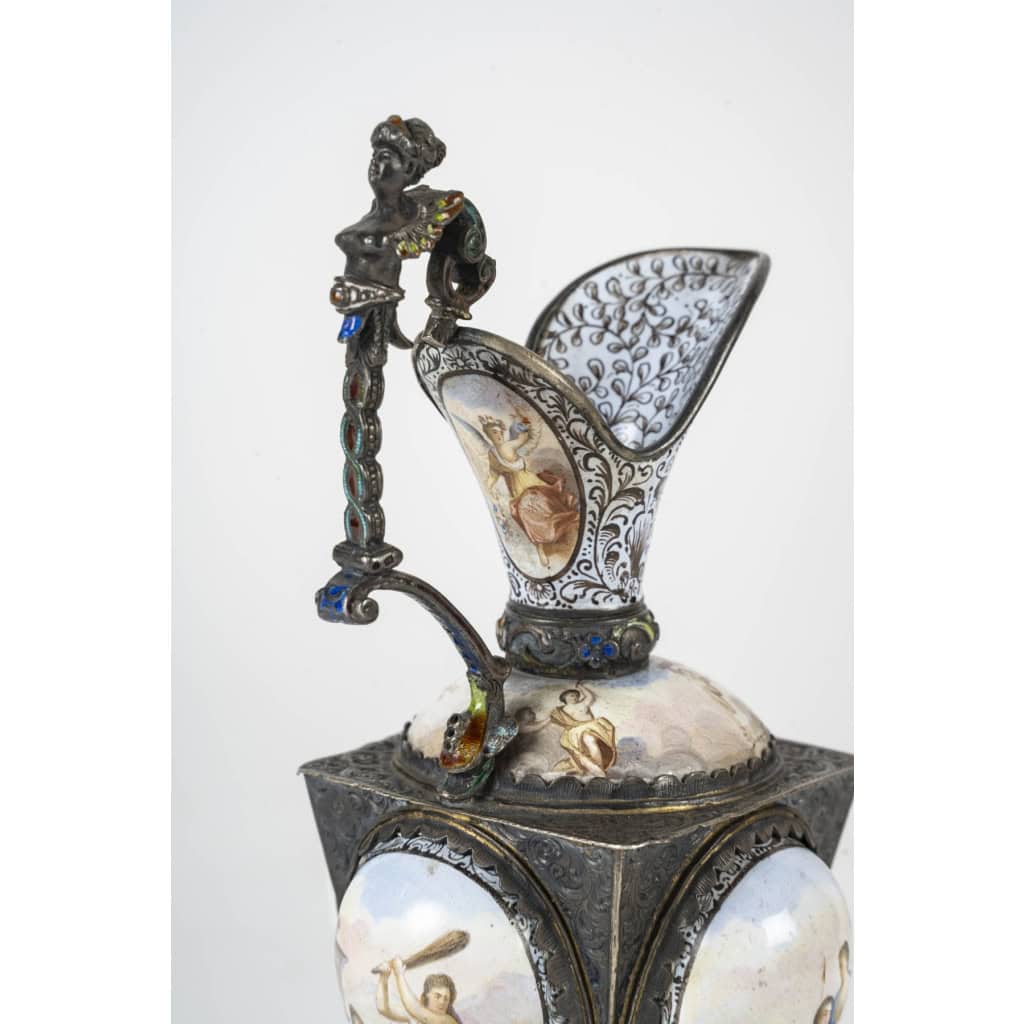 Vienna , eguiere en argent emaille h:22cm