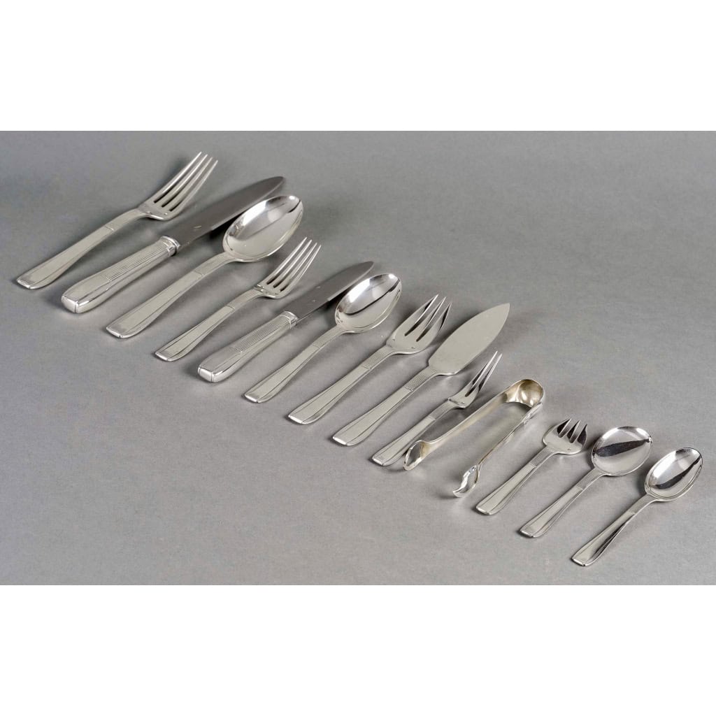 Ménagère Art-Déco « Nice » argent massif de PUIFORCAT | Biron |||||||||||||||||