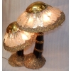 1970′Lampe Aux 2 Champignons Éclairante En Laiton Avec Gypse Imitant le Cristal De Roche Style Duval Brasseur, Faure, Fernandez | Biron ||||||||||||||||