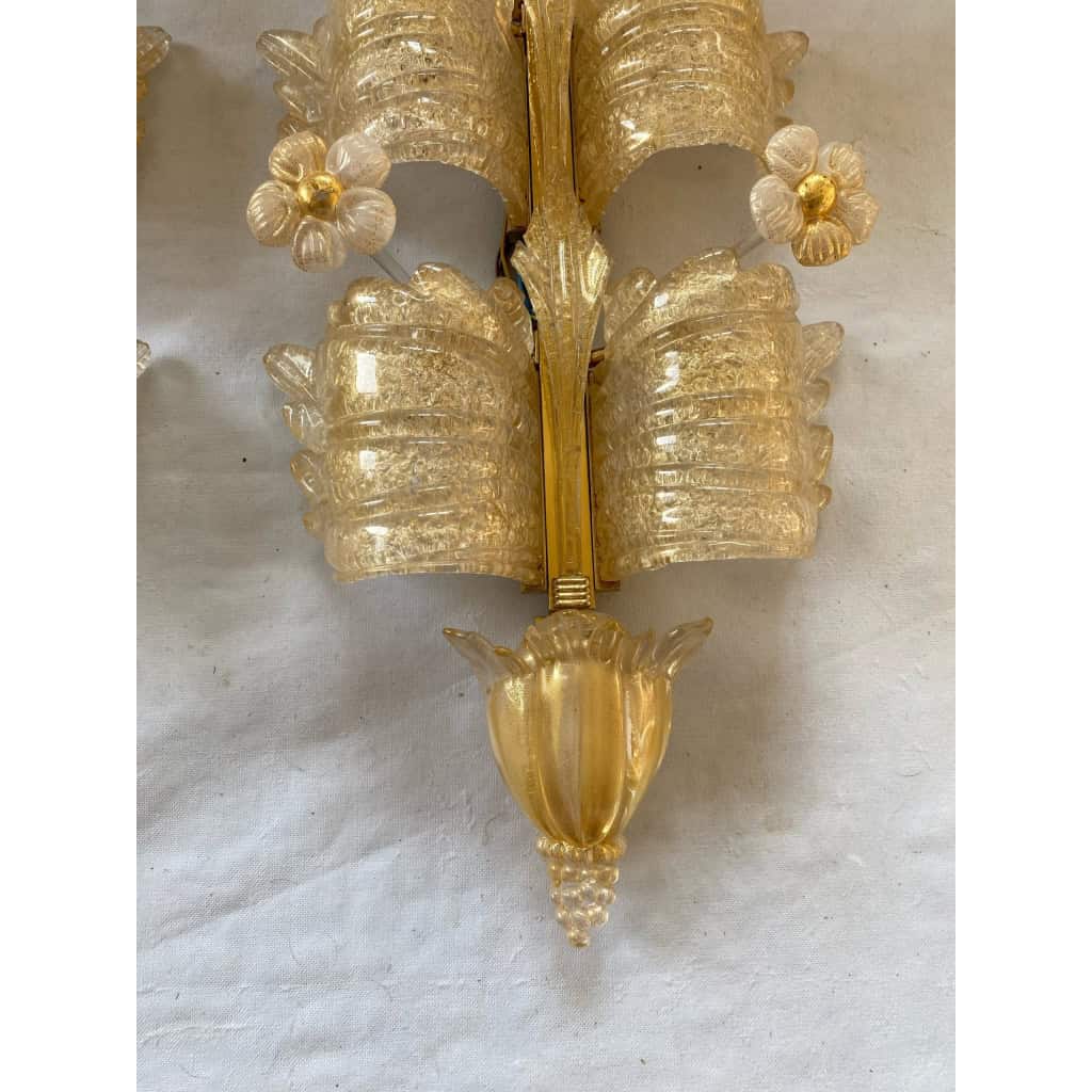 1970/80′ Paire d’Appliques en Verre Ou Cristal De Murano Barovier & Toso Forme Papillon | Biron 1970/80′ Paire d’Appliques en Verre Ou Cristal De Murano Barovier & Toso Forme Papillon