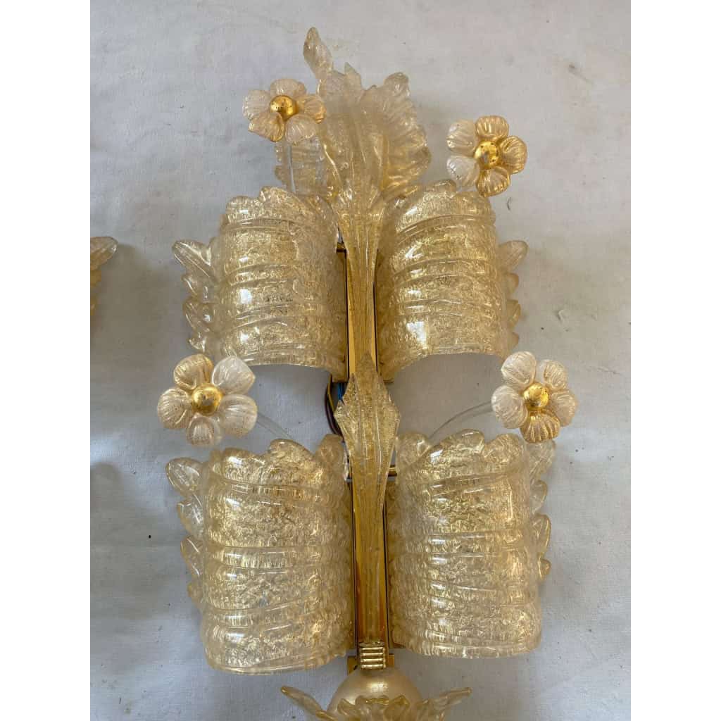 1970/80′ Paire d’Appliques en Verre Ou Cristal De Murano Barovier & Toso Forme Papillon | Biron 1970/80′ Paire d’Appliques en Verre Ou Cristal De Murano Barovier & Toso Forme Papillon