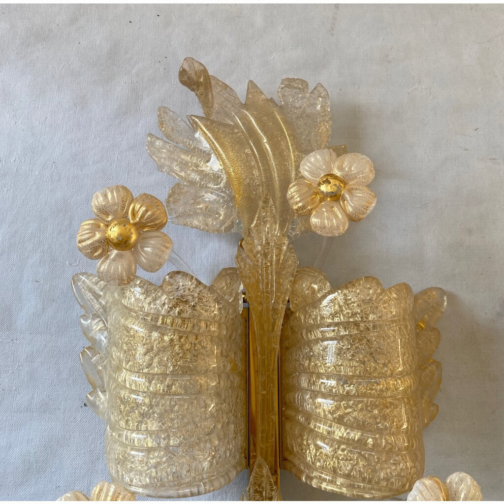 1970/80′ Paire d’Appliques en Verre Ou Cristal De Murano Barovier & Toso Forme Papillon | Biron 1970/80′ Paire d’Appliques en Verre Ou Cristal De Murano Barovier & Toso Forme Papillon