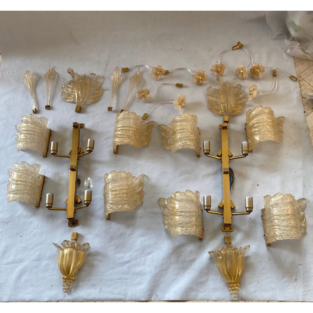 1970/80′ Paire d’Appliques en Verre Ou Cristal De Murano Barovier & Toso Forme Papillon | Biron 1970/80′ Paire d’Appliques en Verre Ou Cristal De Murano Barovier & Toso Forme Papillon