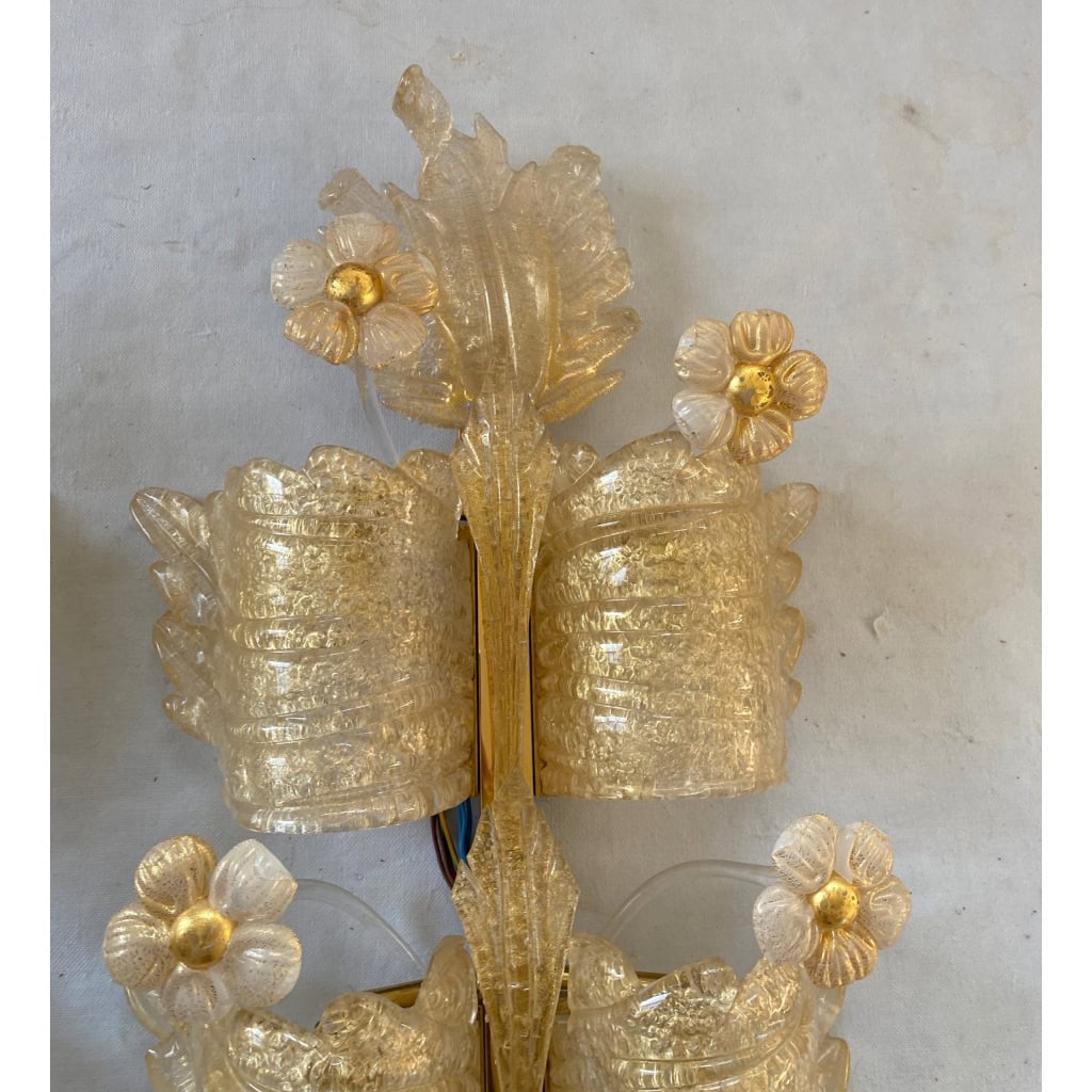 1970/80′ Paire d’Appliques en Verre Ou Cristal De Murano Barovier & Toso Forme Papillon | Biron 1970/80′ Paire d’Appliques en Verre Ou Cristal De Murano Barovier & Toso Forme Papillon