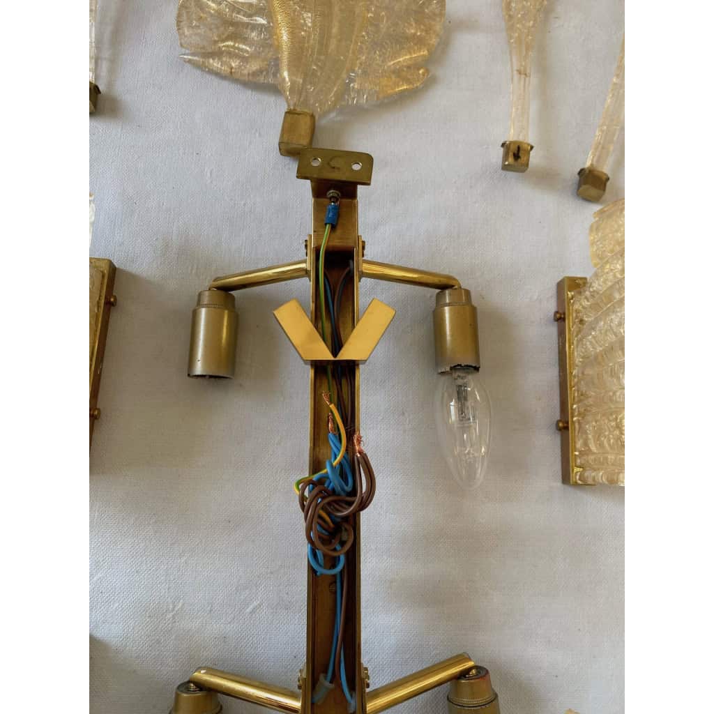 1970/80′ Paire d’Appliques en Verre Ou Cristal De Murano Barovier & Toso Forme Papillon | Biron 1970/80′ Paire d’Appliques en Verre Ou Cristal De Murano Barovier & Toso Forme Papillon