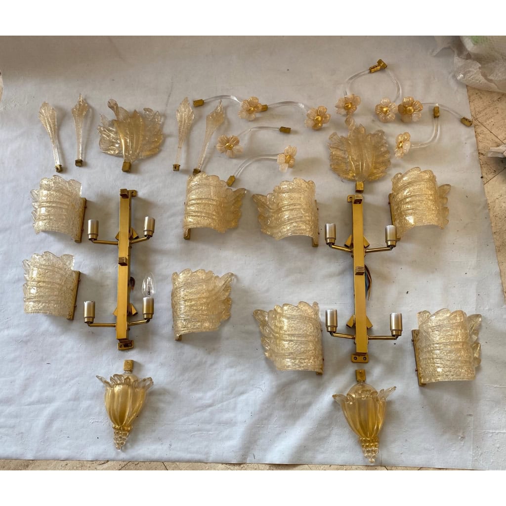 1970/80′ Paire d’Appliques en Verre Ou Cristal De Murano Barovier & Toso Forme Papillon | Biron 1970/80′ Paire d’Appliques en Verre Ou Cristal De Murano Barovier & Toso Forme Papillon