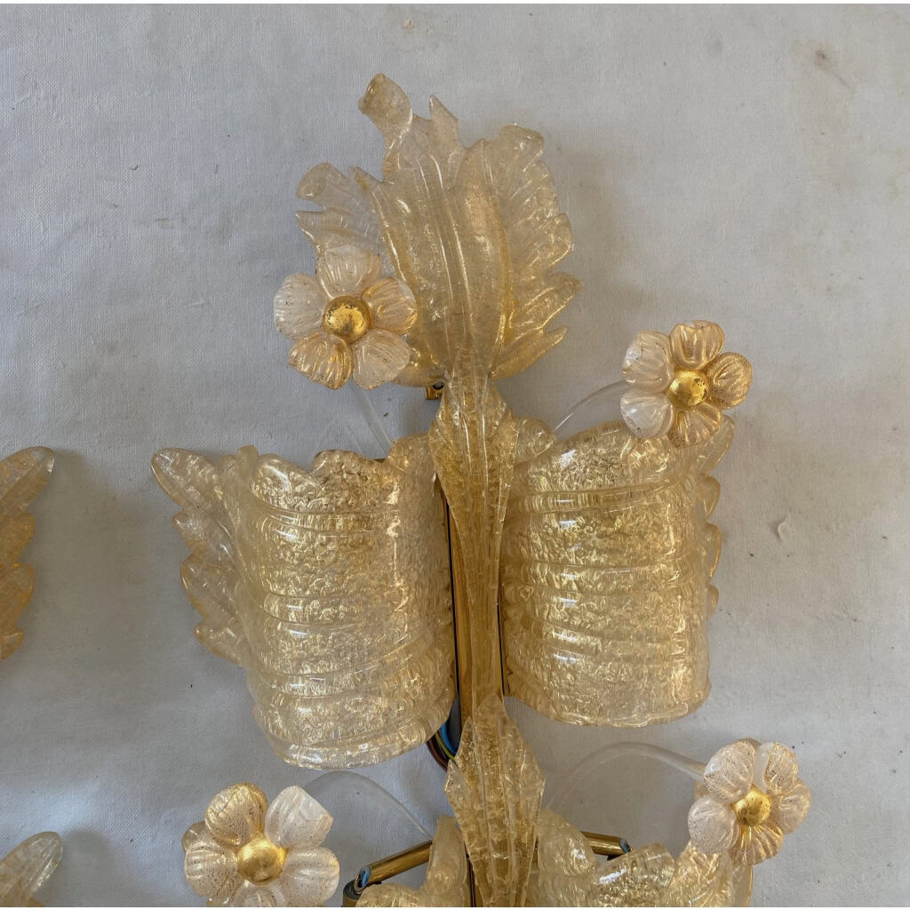 1970/80′ Paire d’Appliques en Verre Ou Cristal De Murano Barovier & Toso Forme Papillon | Biron 1970/80′ Paire d’Appliques en Verre Ou Cristal De Murano Barovier & Toso Forme Papillon