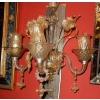 1950/70′ Paire d’Appliques à 3 Bras de Lumière en Cristal de Murano Avec Paillons d’Or | Biron 1950/70′ Paire d’Appliques à 3 Bras de Lumière en Cristal de Murano Avec Paillons d’Or