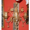 1950/70′ Paire d’Appliques à 3 Bras de Lumière en Cristal de Murano Avec Paillons d’Or | Biron 1950/70′ Paire d’Appliques à 3 Bras de Lumière en Cristal de Murano Avec Paillons d’Or