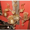 1950/70′ Paire d’Appliques à 3 Bras de Lumière en Cristal de Murano Avec Paillons d’Or | Biron 1950/70′ Paire d’Appliques à 3 Bras de Lumière en Cristal de Murano Avec Paillons d’Or