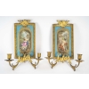 Pair d’appliquées en porcelaine de sevrés signé et monture en bronze doré et ciselé d’époque 19em siècle h:43cm | Biron |||||||||