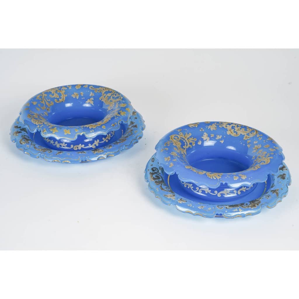 Opaline pair de coupe émaillé | Biron Opaline pair de coupe émaillé