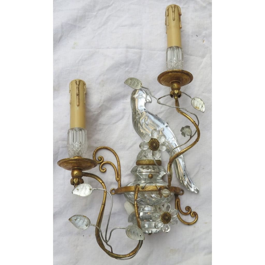 1970′ Paire d’Appliques à la Perruche Style Baguès | Biron 1970′ Paire d’Appliques à la Perruche Style Baguès