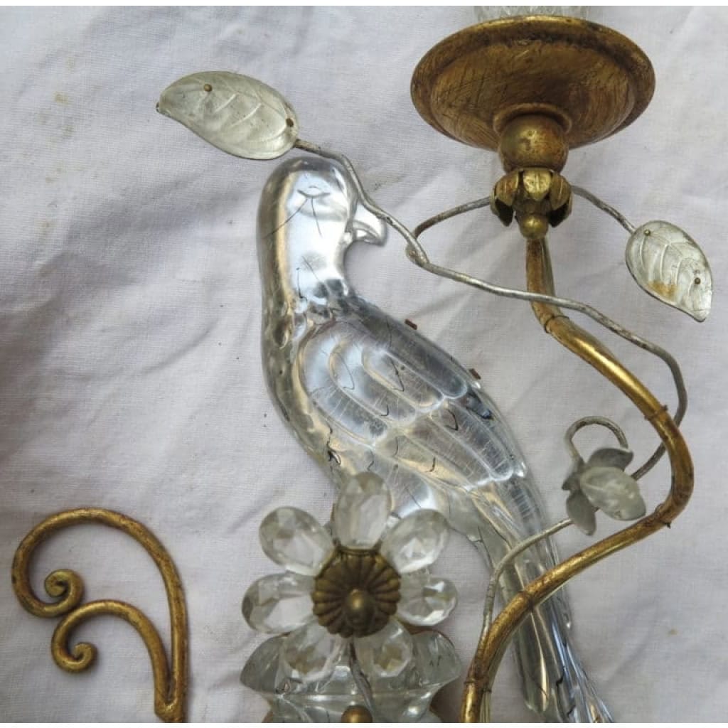 1970′ Paire d’Appliques à la Perruche Style Baguès | Biron 1970′ Paire d’Appliques à la Perruche Style Baguès