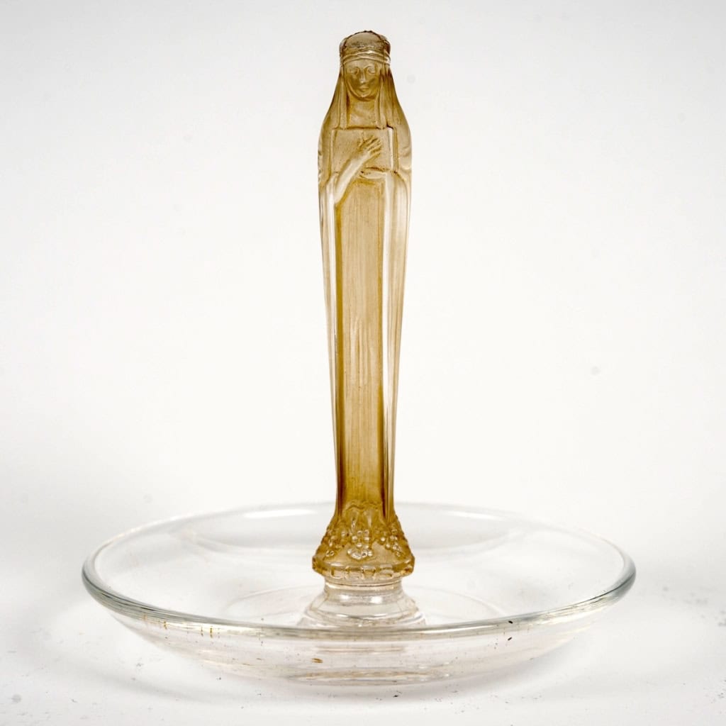  Cendrier Baguier « Clos Sainte Odile » verre blanc patiné sépia de René LALIQUE | Biron ||||||||