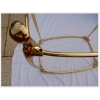 1970/80′ Paire de Tables en Bronze Doré à 2 Niveaux Style Art Nouveau Plateaux Verre et Opaline