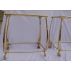 1970/80′ Paire de Tables en Bronze Doré à 2 Niveaux Style Art Nouveau Plateaux Verre et Opaline