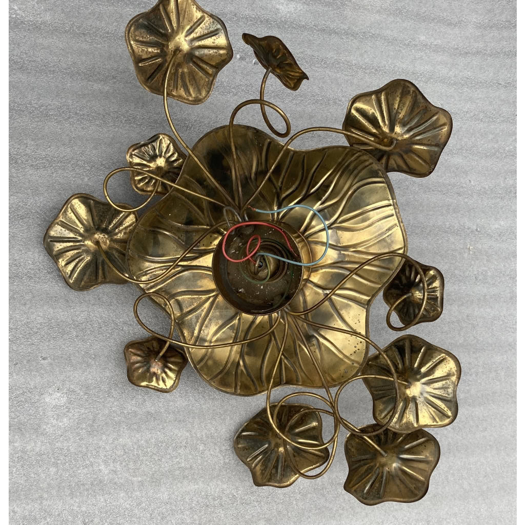 1970′ Applique Ou Plafonnier Au Feuillage Maison Jansen en Laiton 1 Ampoule | Biron 1970′ Applique Ou Plafonnier Au Feuillage Maison Jansen en Laiton 1 Ampoule